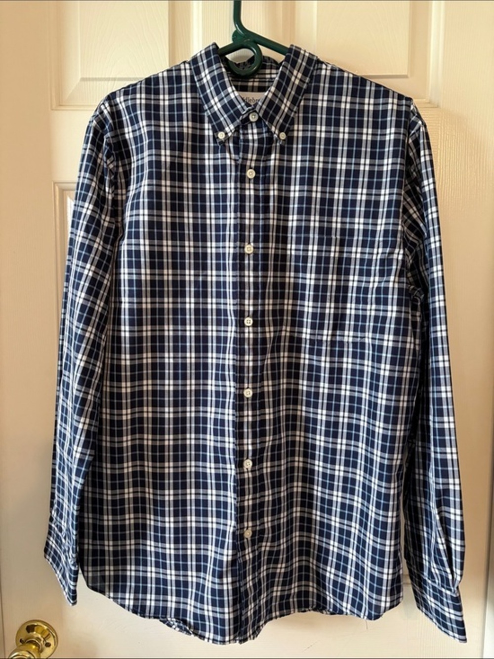 Saddlebred Navy and White Plaid Button-Down Shirt